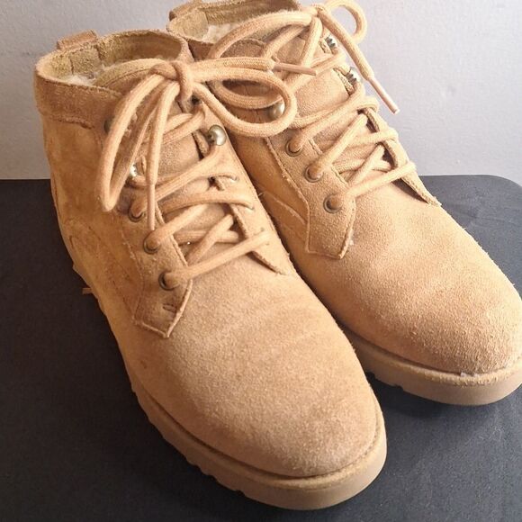 UGG Bethany chestnut suede lace up booties boots shoes size 5 - Picture 2 of 7